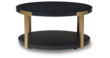 Shylore Black/Brass Finish Table (Set of 3) from Ashley - Luna Furniture