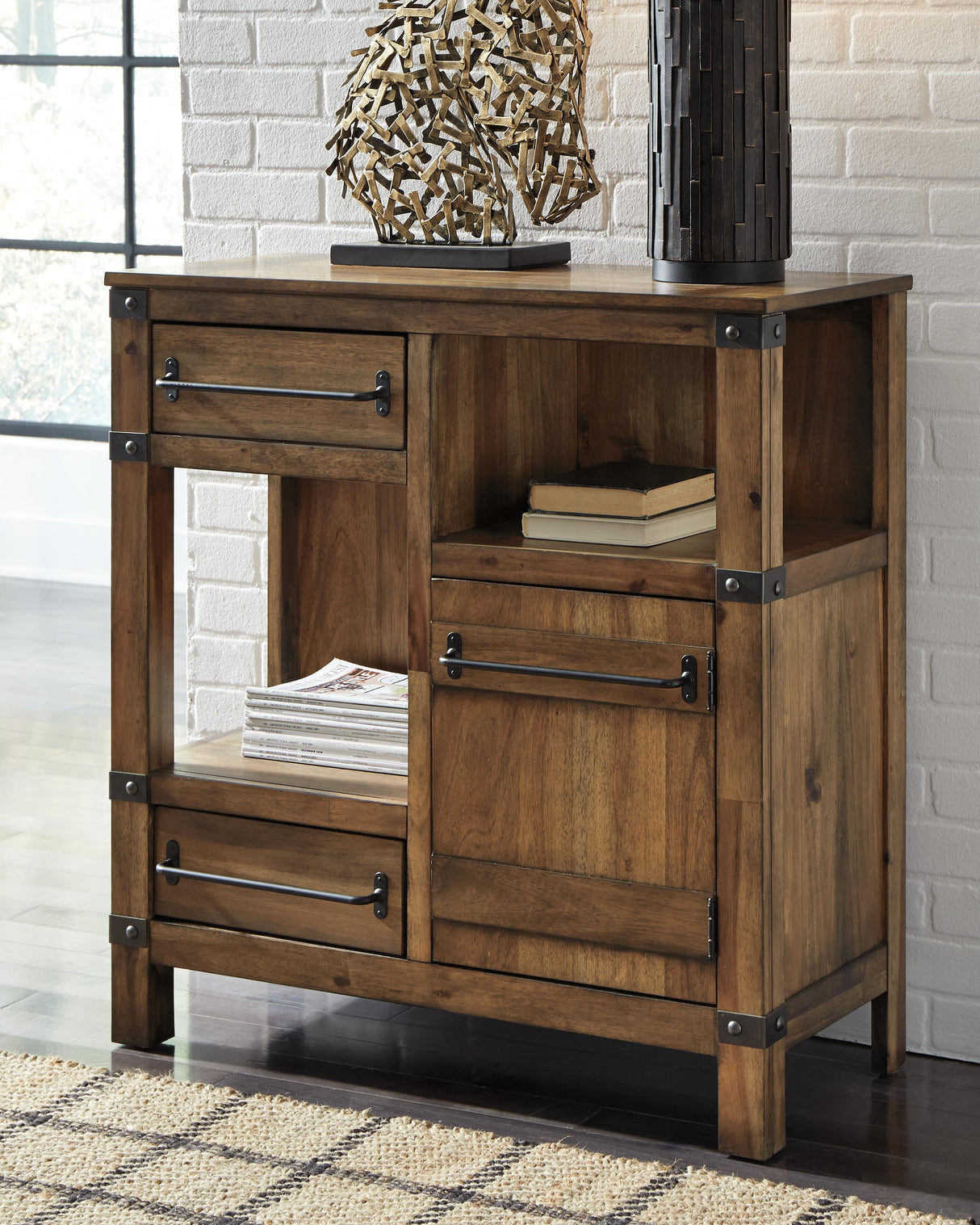 Roybeck Light Brown/Bronze Accent Cabinet from Ashley Furniture - Luna Furniture