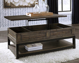 Johurst Grayish Brown Coffee Table with Lift Top from Ashley - Luna Furniture