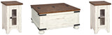 Wystfield White/Brown Coffee Table with 2 End Tables from Ashley - Luna Furniture