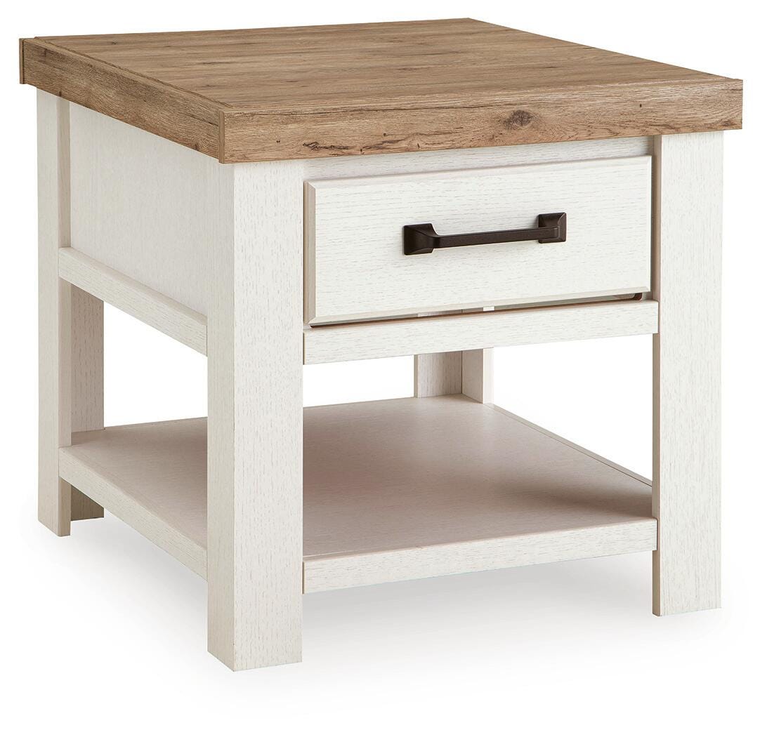 Savonport White/Brown Rectangular End Table from Ashley - Luna Furniture