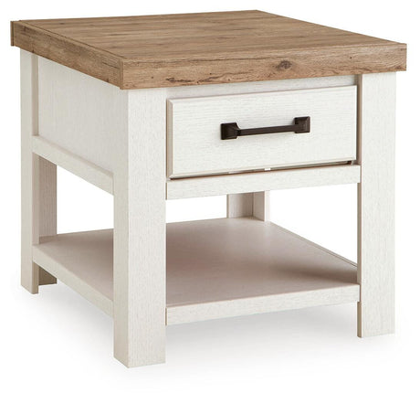 Savonport White/Brown Rectangular End Table from Ashley - Luna Furniture
