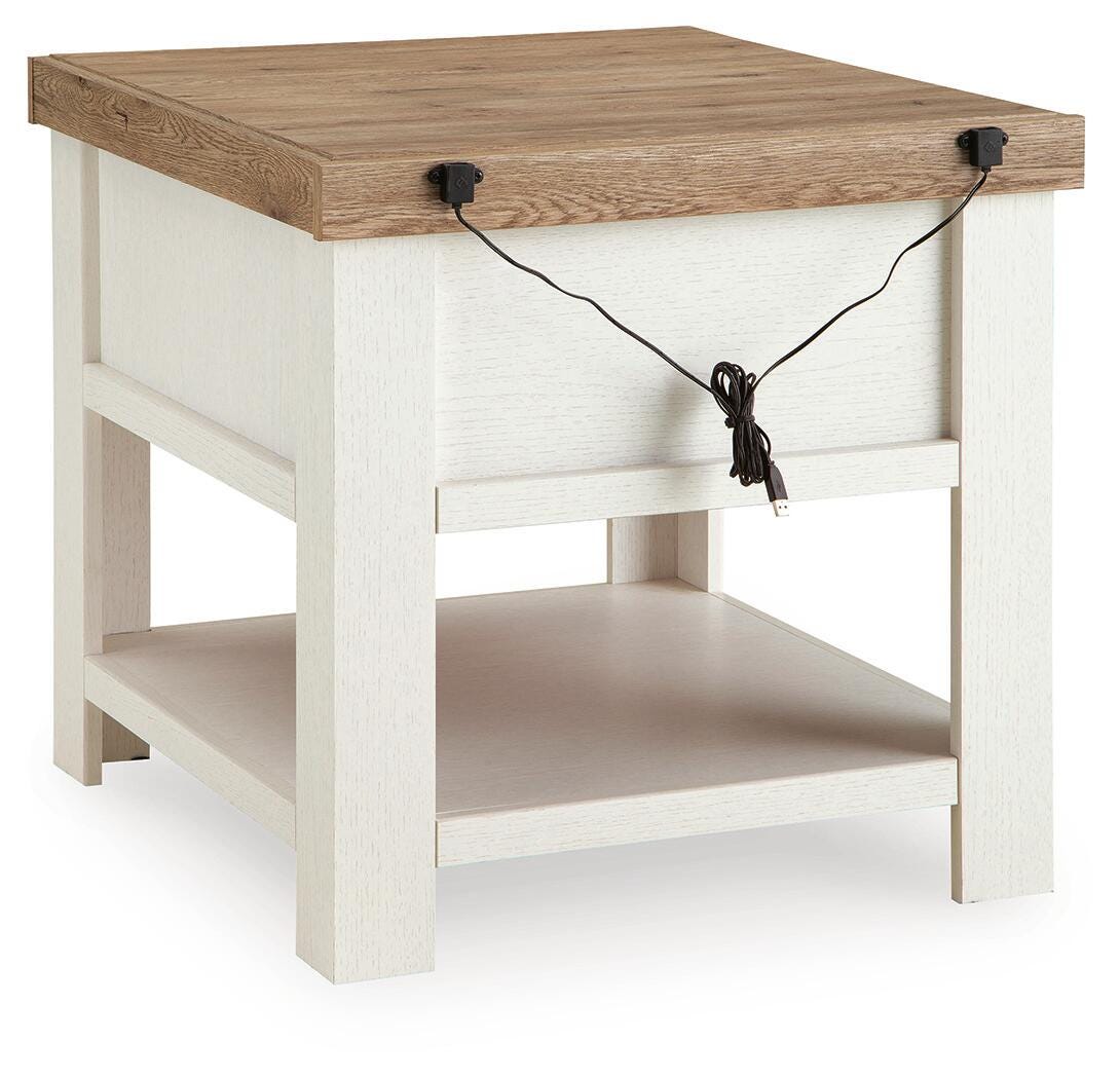 Savonport White/Brown Rectangular End Table from Ashley - Luna Furniture