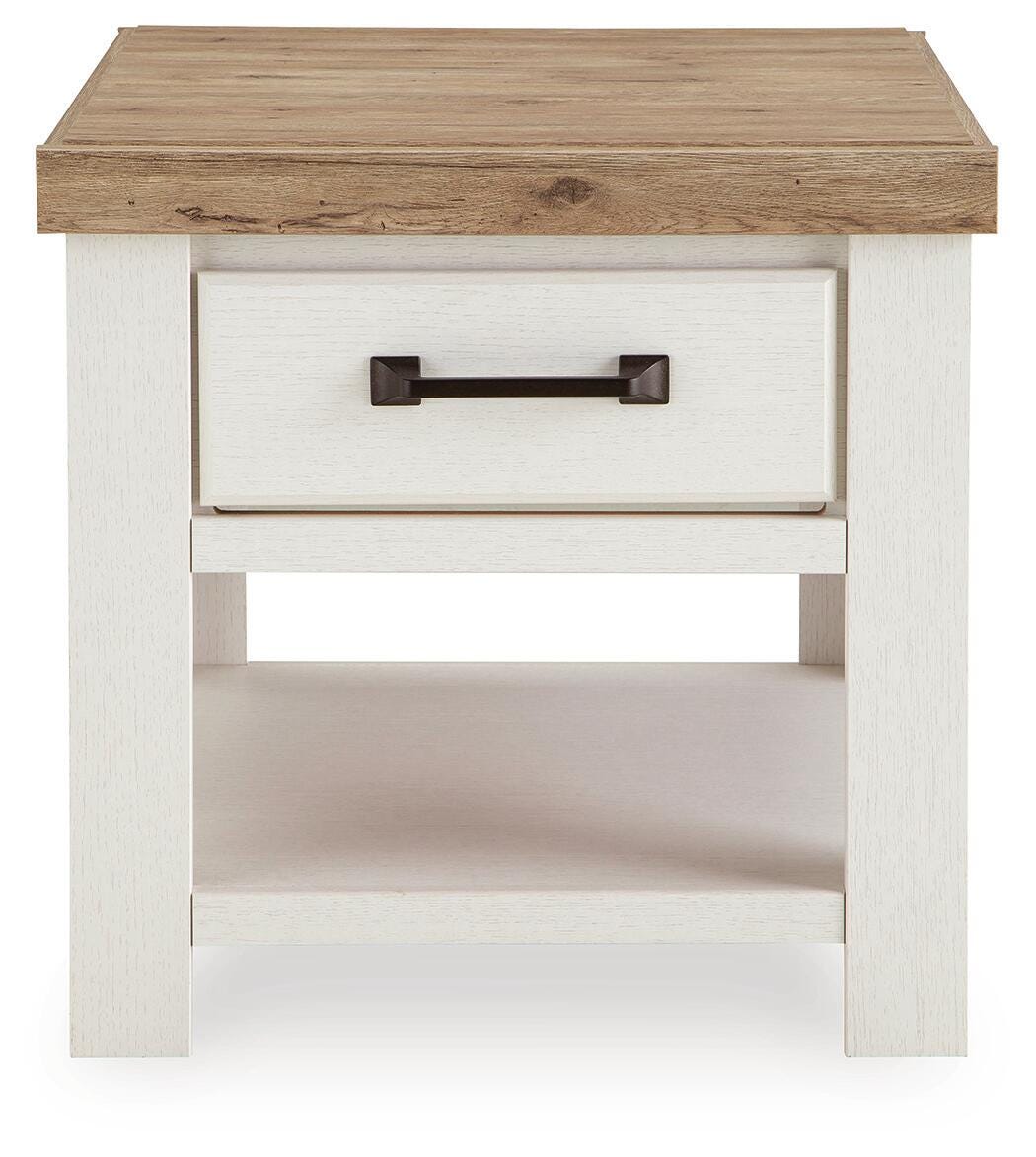 Savonport White/Brown Rectangular End Table from Ashley - Luna Furniture