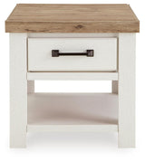 Savonport White/Brown Rectangular End Table from Ashley - Luna Furniture