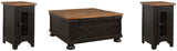 Valebeck Black/Brown Coffee Table and 2 Chairside End Tables from Ashley - Luna Furniture