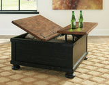 Valebeck Black/Brown Coffee Table with Lift Top from Ashley - Luna Furniture