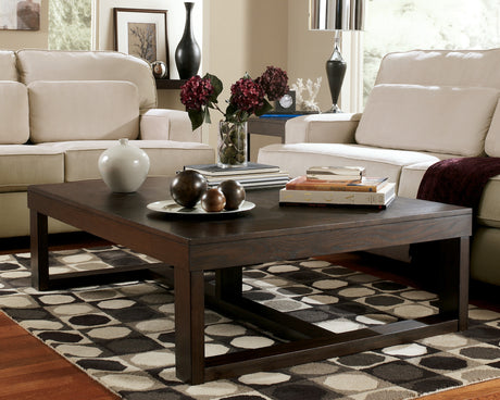 Watson Dark Brown Coffee Table and 2 End Tables with Console from Ashley - Luna Furniture