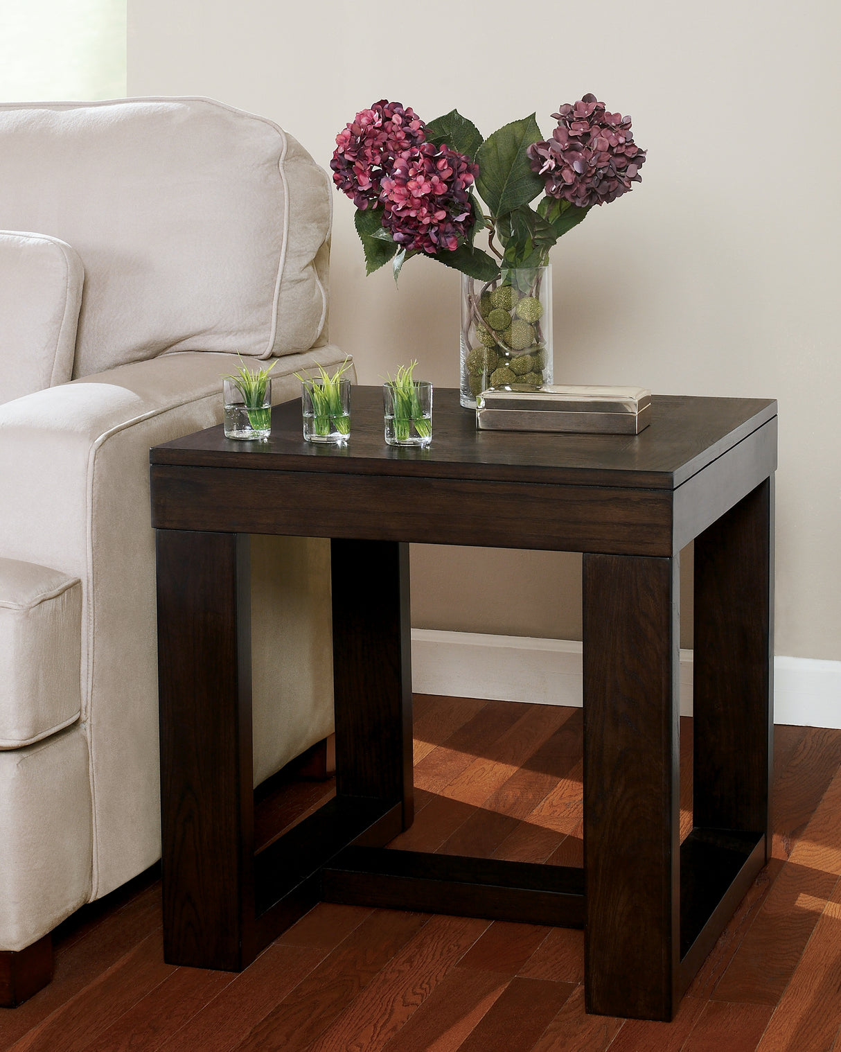 Watson Dark Brown Coffee Table and 2 End Tables with Console from Ashley - Luna Furniture