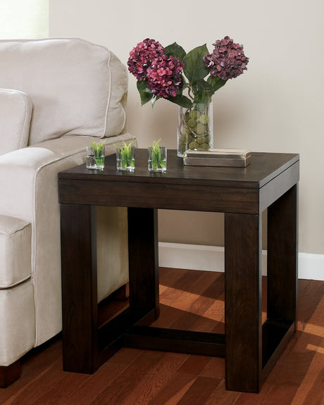 Watson Dark Brown Coffee Table and 2 End Tables with Console from Ashley - Luna Furniture