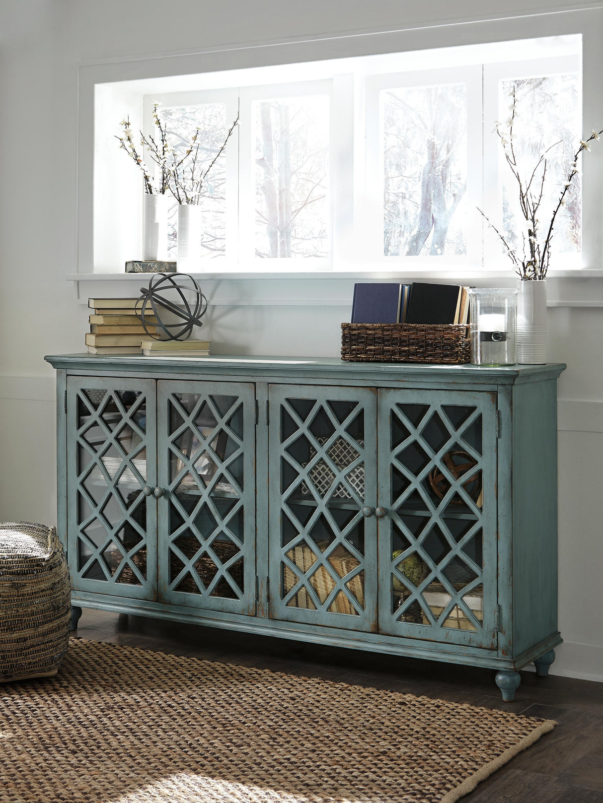 Mirimyn Antique Teal Accent Cabinet from Ashley Furniture - Luna Furniture