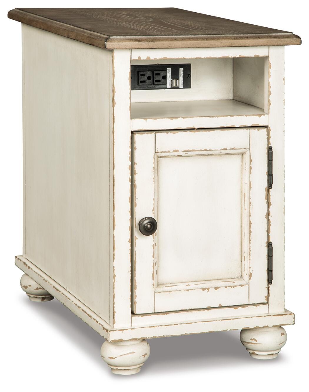 Realyn White/Brown Chairside End Table from Ashley Furniture - Luna Furniture