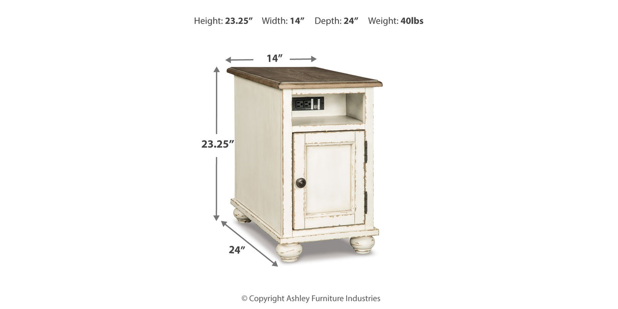 Realyn White/Brown Chairside End Table from Ashley Furniture - Luna Furniture