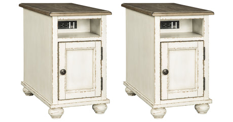 Realyn 2 End Tables in White/Brown from Ashley Furniture - Luna Furniture