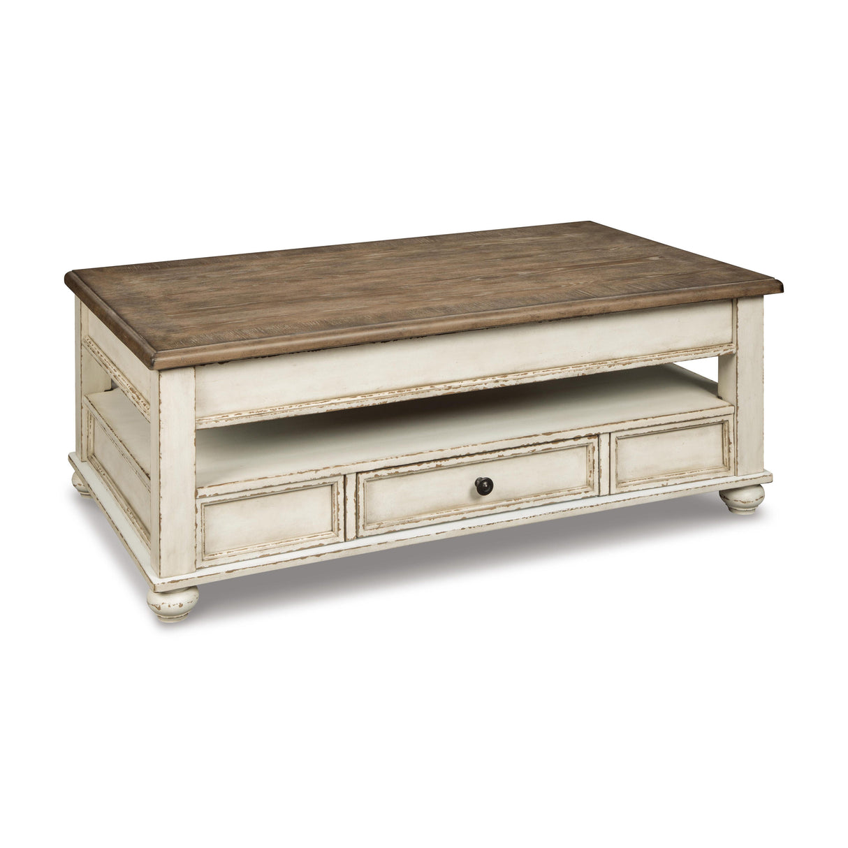 Realyn White/Brown Coffee Table with Lift Top