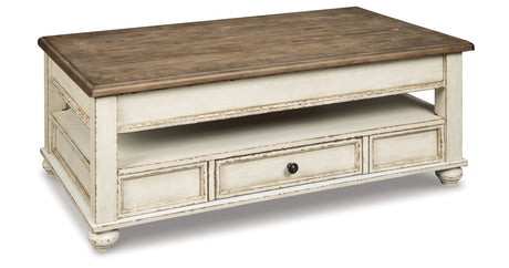 Realyn Coffee Table with 2 End Tables in White/Brown from Ashley Furniture - Luna Furniture