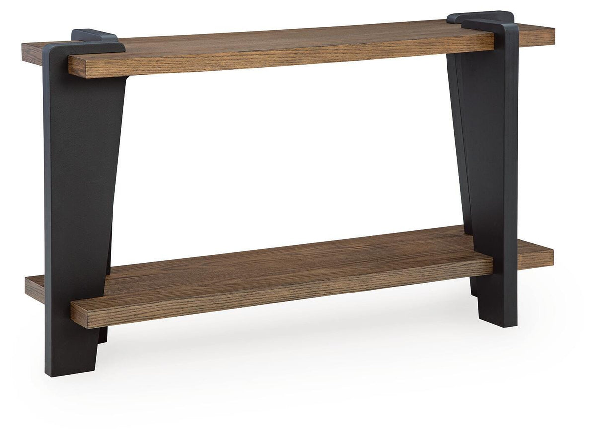 Weathermore Brown/Black Sofa Table from Ashley - Luna Furniture