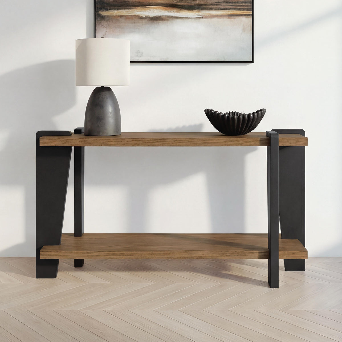 Weathermore Brown/Black Sofa Table from Ashley - Luna Furniture