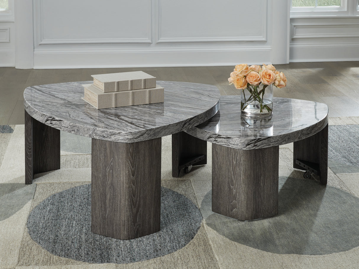 Surmour Gray/Brown Stacked Coffee Table from Ashley Furniture - Luna Furniture