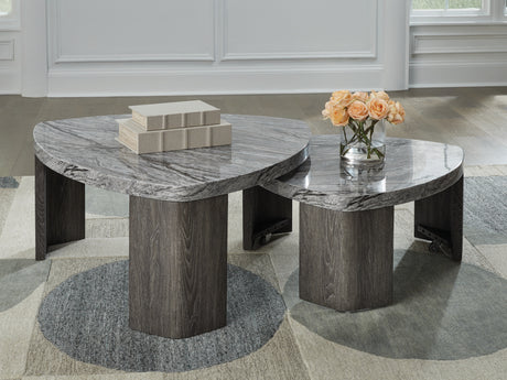 Surmour Gray/Brown Stacked Coffee Table from Ashley - Luna Furniture