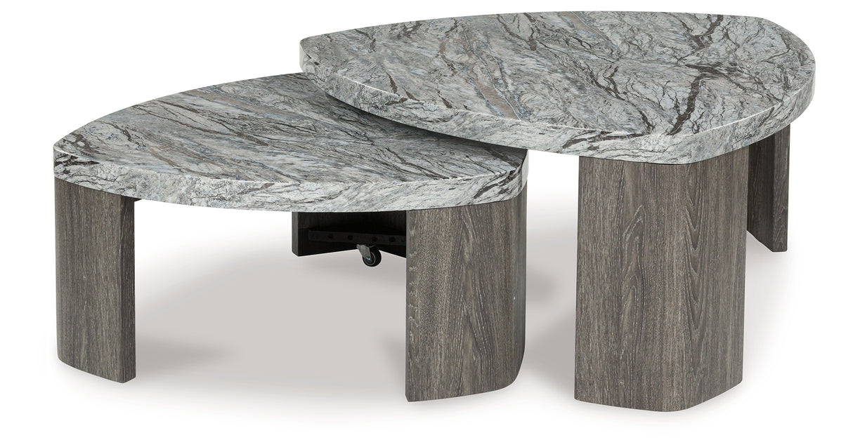 Surmour Gray/Brown Stacked Coffee Table from Ashley Furniture - Luna Furniture