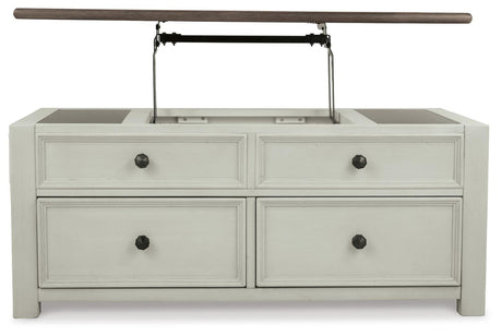 Bolanburg Two-tone Coffee Table and 2 Chairside End Tables with Console from Ashley Furniture - Luna Furniture