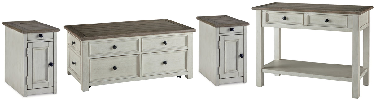 Bolanburg Two-tone Coffee Table and 2 Chairside End Tables with Console from Ashley - Luna Furniture