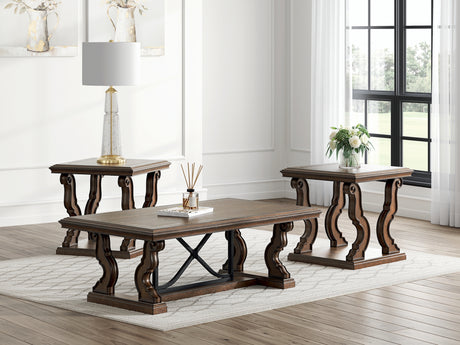 Maylee Dark Brown Coffee Table and 2 End Tables from Ashley - Luna Furniture