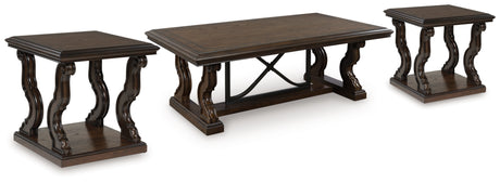 Maylee Dark Brown Coffee Table and 2 End Tables from Ashley - Luna Furniture