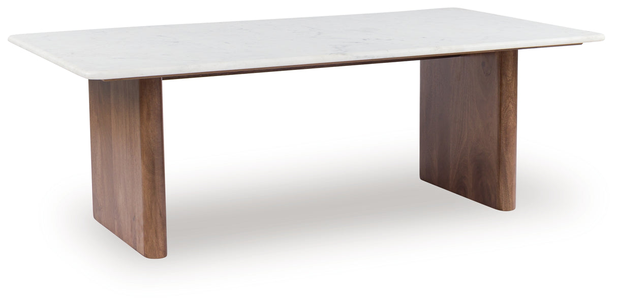 Isanti Light Brown/White Coffee Table from Ashley - Luna Furniture