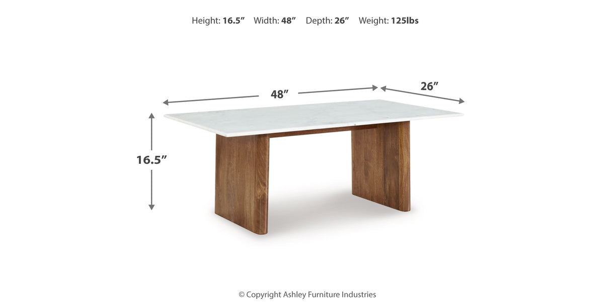 Isanti Coffee Table with 1 End Table in Light Brown/White from Ashley Furniture - Luna Furniture