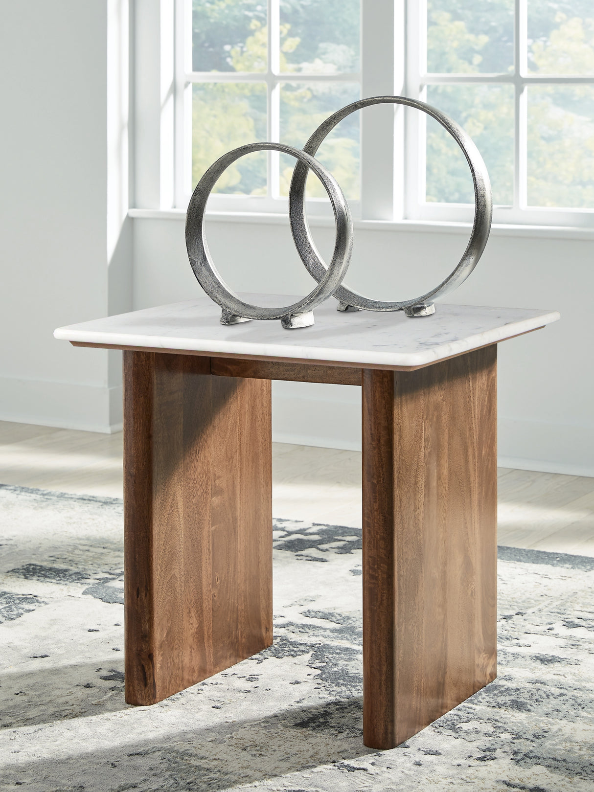Isanti Light Brown/White End Table from Ashley Furniture - Luna Furniture