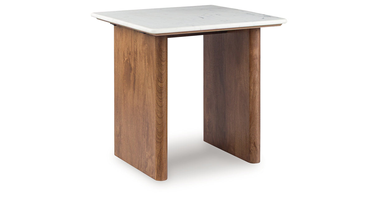 Isanti Light Brown/White End Table from Ashley Furniture - Luna Furniture