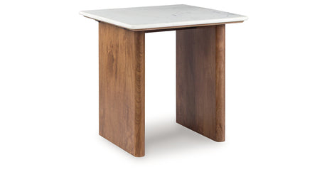 Isanti Light Brown/White End Table from Ashley Furniture - Luna Furniture