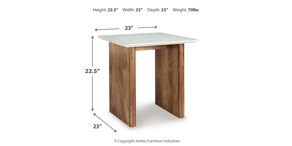 Isanti Coffee Table with 1 End Table in Light Brown/White from Ashley Furniture - Luna Furniture