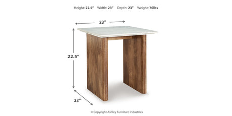 Isanti Coffee Table with 1 End Table in Light Brown/White from Ashley Furniture - Luna Furniture