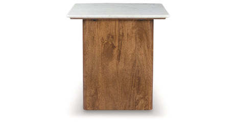 Isanti Light Brown/White End Table from Ashley Furniture - Luna Furniture