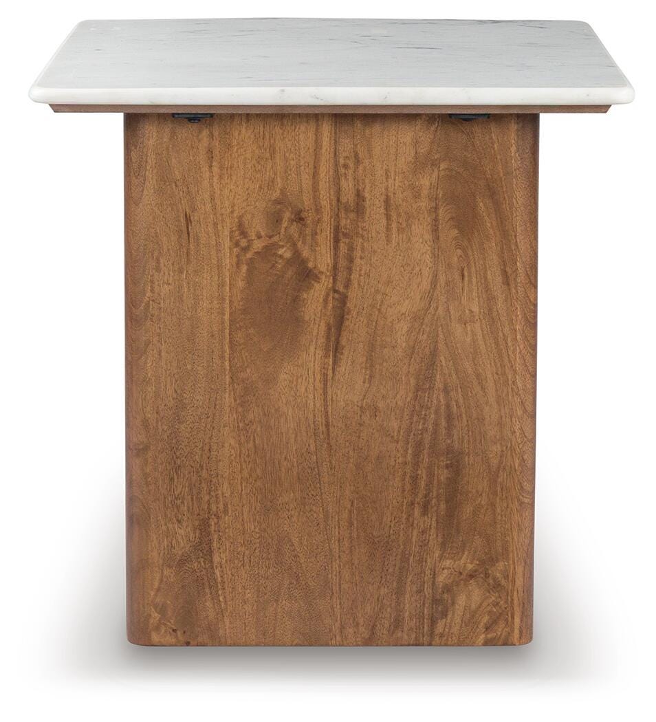 Isanti Light Brown/White End Table from Ashley Furniture - Luna Furniture