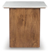Isanti Light Brown/White End Table from Ashley Furniture - Luna Furniture