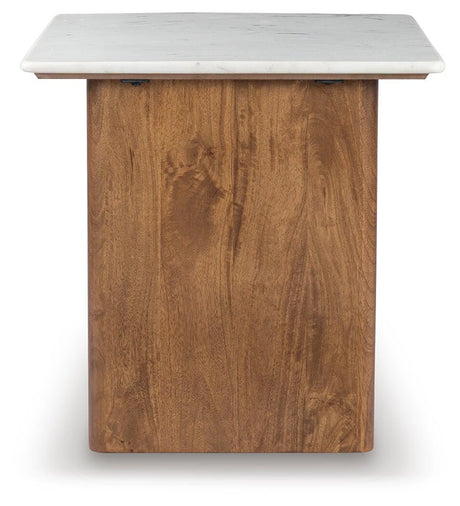 Isanti Light Brown/White End Table from Ashley Furniture - Luna Furniture