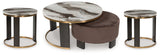 Jazmore Coffee Table with 2 End Tables in Brown/Brass Finish from Ashley - Luna Furniture