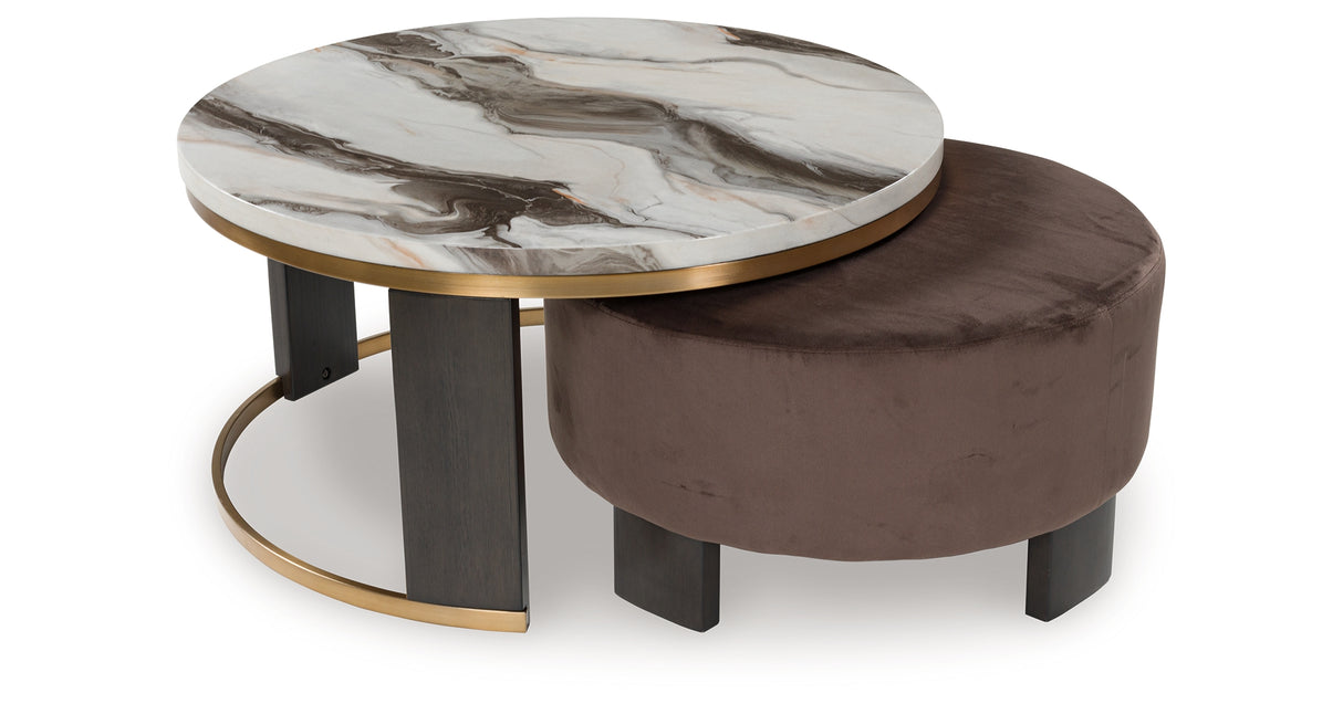 Jazmore Brown/Brass Finish Nesting Coffee Table (Set of 2) from Ashley - Luna Furniture