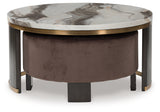 Jazmore Coffee Table with 2 End Tables in Brown/Brass Finish from Ashley - Luna Furniture