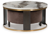Jazmore Coffee Table with 2 End Tables in Brown/Brass Finish from Ashley - Luna Furniture