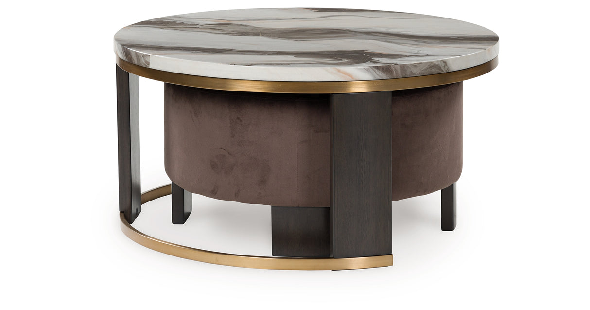 Jazmore Brown/Brass Finish Nesting Coffee Table (Set of 2) from Ashley - Luna Furniture
