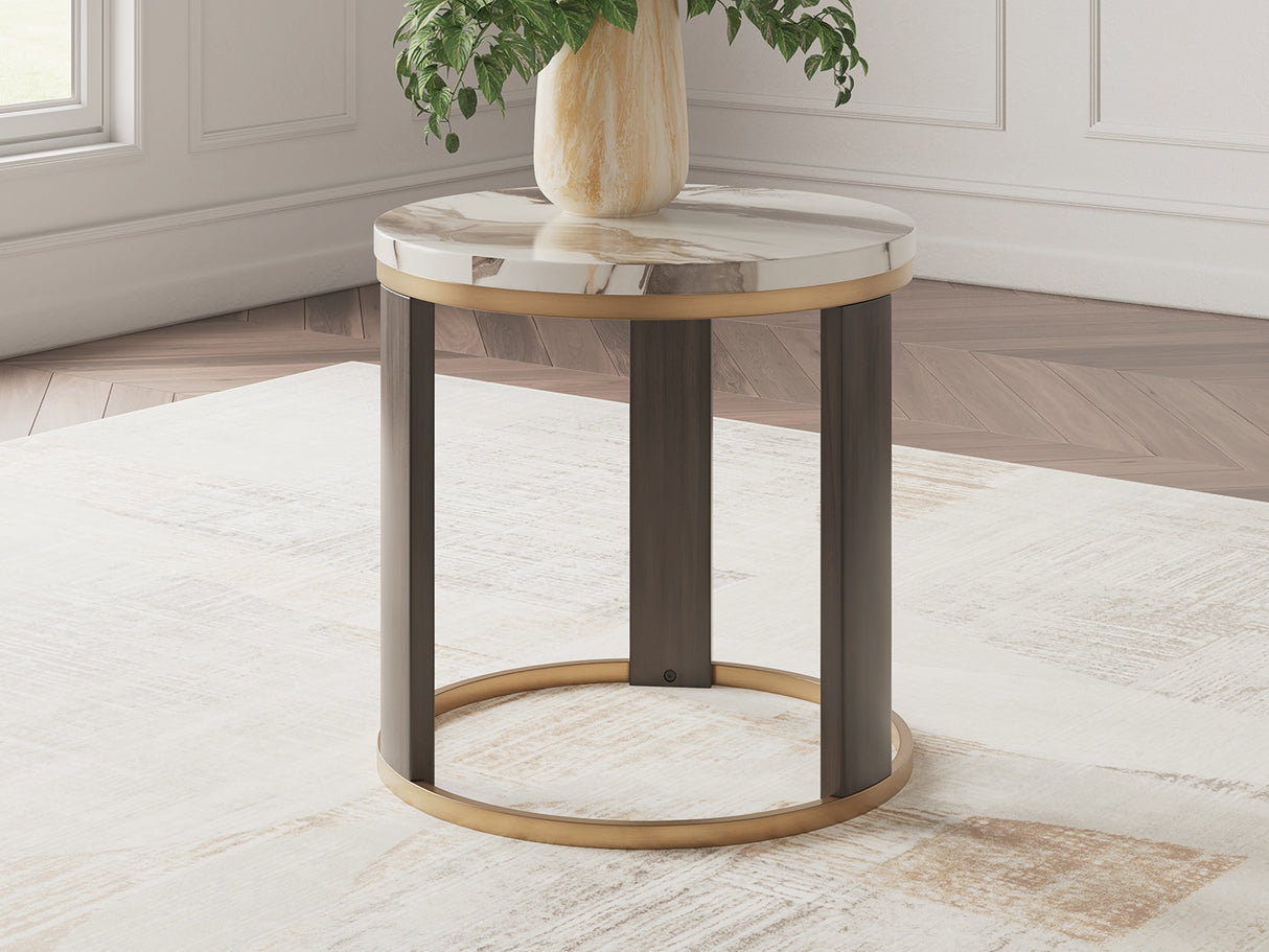 Jazmore Brown/Brass Finish End Table from Ashley Furniture - Luna Furniture