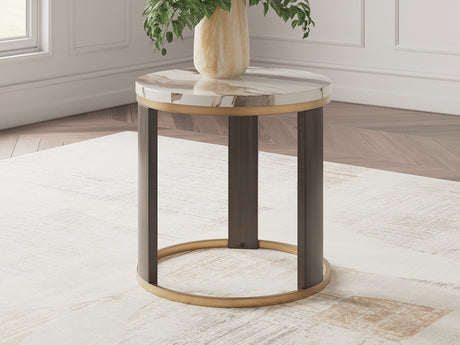Jazmore Brown/Brass Finish End Table from Ashley - Luna Furniture