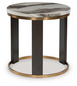 Jazmore Coffee Table with 2 End Tables in Brown/Brass Finish from Ashley - Luna Furniture