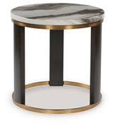 Jazmore Coffee Table with 2 End Tables in Brown/Brass Finish from Ashley - Luna Furniture