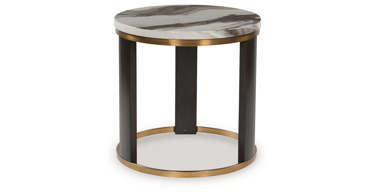 Jazmore Brown/Brass Finish End Table from Ashley Furniture - Luna Furniture